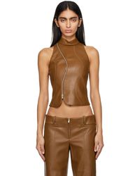 AYA MUSE - Tan Egas Faux-leather Top - Lyst