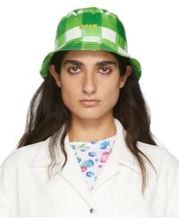 MSGM - Green Plaid Bucket Hat - Lyst