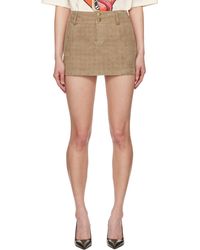 Amiri - Tan 'Ma' Quad Suede Miniskirt - Lyst