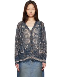 R13 - Cardigan Boyfriend Bleu À Motif Imprimé - Lyst