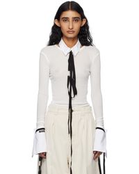 Ann Demeulemeester - T-Shirt À Manches Longues Fiene Blanc - Lyst