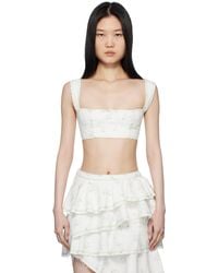 YUHAN WANG - Ssense限定 ホワイト フローラル プリント デニム トップス - Lyst