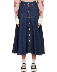 KENZO - Blue Paris Flared Maxi Skirt - Lyst