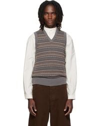 Lemaire - V-Neck Jacquard Sweater Vest - Lyst