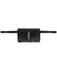 Saint Laurent Black Croc Kate Belt Bag