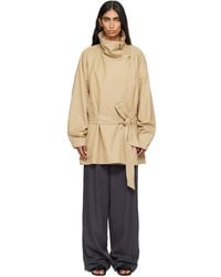 LE17SEPTEMBRE - Cotton Draped Funnel Neck Half Trench Coat - Lyst