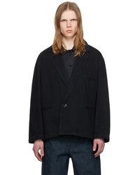 Lemaire - Double-Breasted Denim Blazer - Lyst