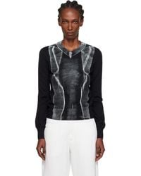 MM6 by Maison Margiela - Folded Printed Gauge 14 V-Neck Sweater - Lyst