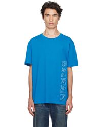 Balmain - ブルー エンボスロゴ Tシャツ - Lyst