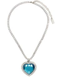 Vetements Crystal Heart Necklace - Blue