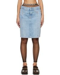 Martine Rose - Blue Narrow Front Denim Miniskirt - Lyst
