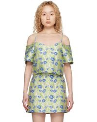 Ganni - Gray Floral Blouse - Lyst