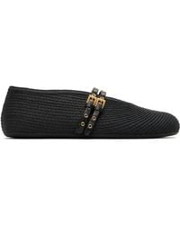 Alaïa - Paper Straw Black Ballet Flats - Lyst