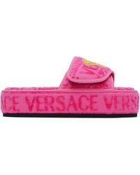 Versace - Pink Versace Allover Slippers - Lyst