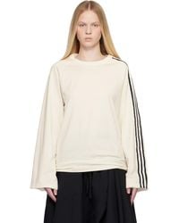 Y-3 - Off- Raw Edge 3 Stripes Long Sleeve T-shirt - Lyst
