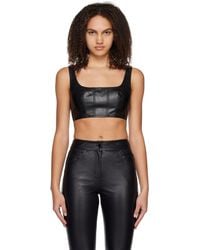 STAUD - Cropped Wells Faux-Leather Tank Top - Lyst