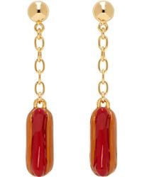 Marni - Gold & Orange Enameled Hot Dog Earrings - Lyst