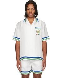 CASABLANCA - Chemise À Manches Courtes Blanche En Sergé De Soie À Logos Tennis Mascot - Lyst