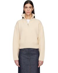 A.P.C. - Pull Ample Blanc Cassé En Tricot Côtelé - Lyst