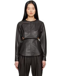 Issey Miyake - Brown Figure Faux-leather Shirt - Lyst