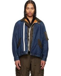 Sacai - Denim X Nylon Twill Blouson Denim Jacket - Lyst