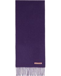 Acne Studios - Écharpe Étroite Mauve En Laine À Franges - Lyst