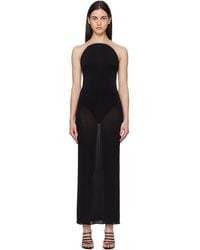 Alaïa - Robe Longue Noire En Jersey À Encolure Sculpturale - Lyst