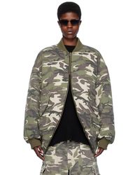 we11done - Green Camouflage Bomber Jacket - Lyst