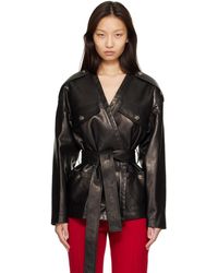 Versace - V-Neck Blouson Leather Jacket - Lyst