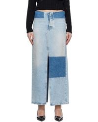MM6 by Maison Martin Margiela - Paneled Denim Maxi Skirt - Lyst