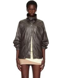 Nour Hammour - Taupe Anorak Leather Jacket - Lyst