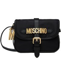 Moschino - Black Lettering Logo Nylon Crossbody Bag - Lyst