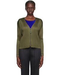 Pleats Please Issey Miyake - Khaki Monthly Colors September Cardigan - Lyst
