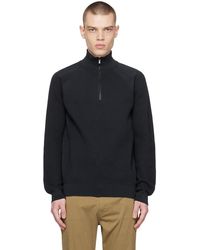 BOSS - Navy Half-zip Sweater - Lyst