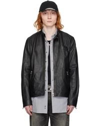 DIESEL - Black L-metalo Leather Jacket - Lyst