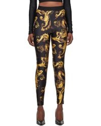 Versace - Black Watercolor Couture leggings - Lyst