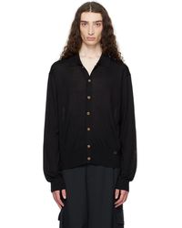 Versace - Cardigan Noir En Tricot De Soie - Lyst