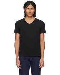 Tom Ford - T-shirt noir à col en v - Lyst