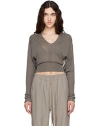 Rick Owens - Taupe Tower V Cropped Sweater - Lyst
