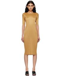 Pleats Please Issey Miyake - Robe midi monthly colors may jaune - Lyst