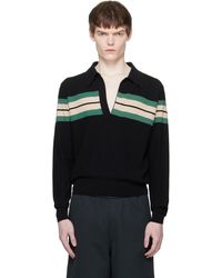 Dries Van Noten - Polo Contrasté Noir À Rayures - Lyst