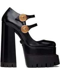 Versace - Chaussures à talon bottier aevitas noires à méduses et à plateforme - Lyst