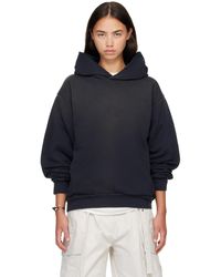 Acne Studios - Pull À Capuche Noir En Molleton À Logo - Lyst
