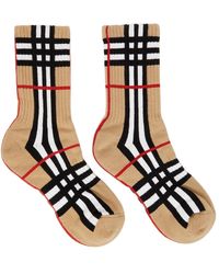 Natural Burberry Cotton Check Jacquard Socks in Beige Womens Clothing Hosiery Socks 