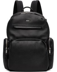BOSS - Italian-Leather Zipped Side Pockets Backpack - Lyst