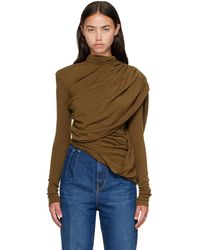 Mugler - Khaki Cascade Sleeves Top - Lyst