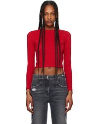 Balmain - T-shirt à manches longues rouge à motif à logo en tricot jacquard - Lyst