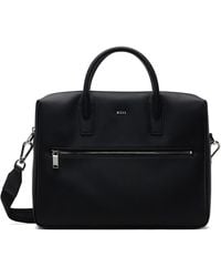 BOSS - Logo Leather Document Briefcase - Lyst