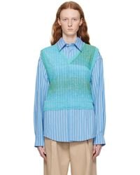 WOOYOUNGMI - Blue Gradient Stripe Vest - Lyst