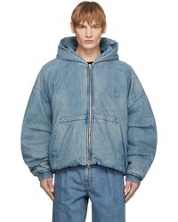 WOOYOUNGMI - Blouson Bleu En Denim À Capuche - Lyst